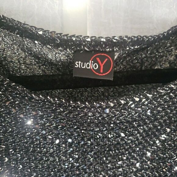 Studio Y Black Sequin Tank Top Y2K Fairy Grunge Whimsigoth Emo Punk Women Size L - Picture 4 of 11
